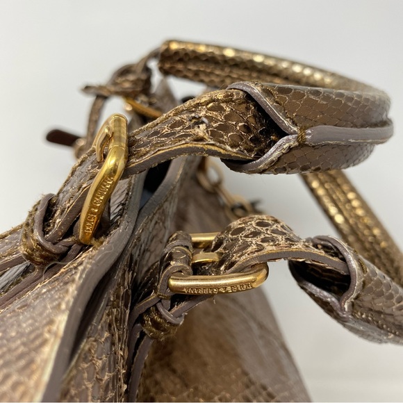 Dolce & Gabbana Handbag MISS POCKET Bronze Metallic Snakeskin Large Purse - Picture 4 of 15